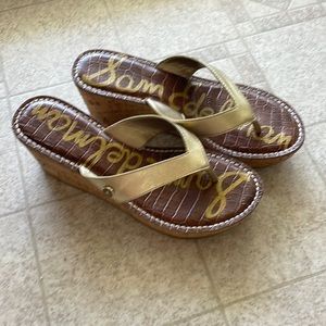 Sam Edelman cork wedge flip flops